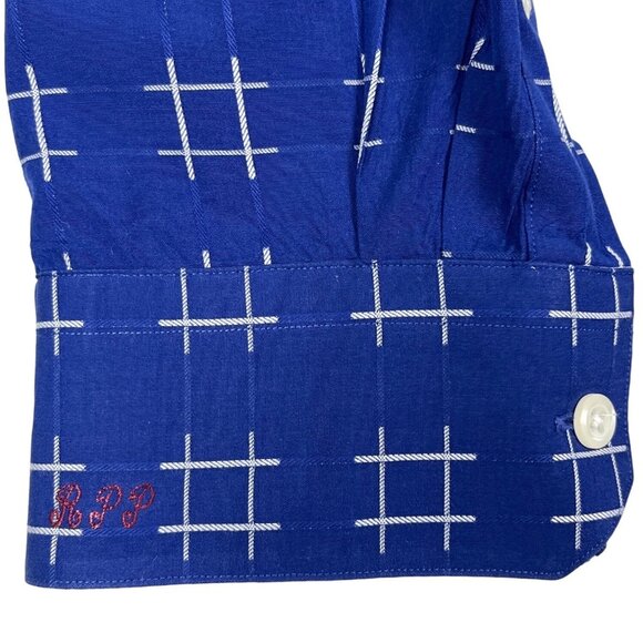 Paul Fredrik Men's Blue White Pattern Trim Fit Longsleeve Shirt Sz 36 - Picture 5 of 8